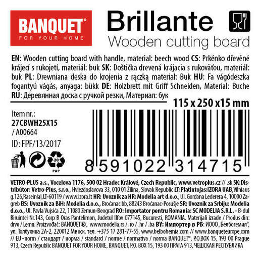BANQUET Brillante drvena daska za rezanje 25 x 11,5 cm