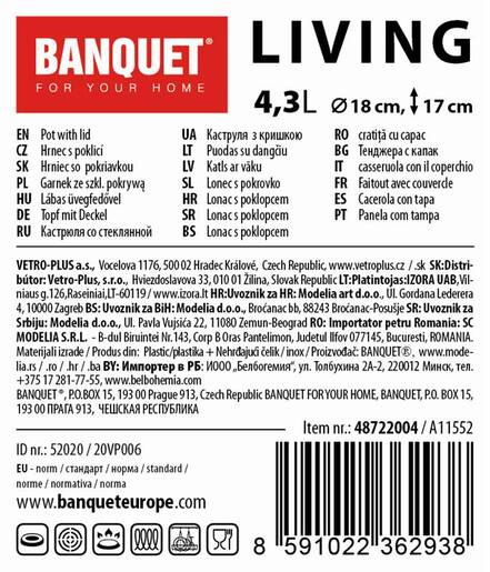 BANQUET LIVING lonac s poklopcem 4,3 l