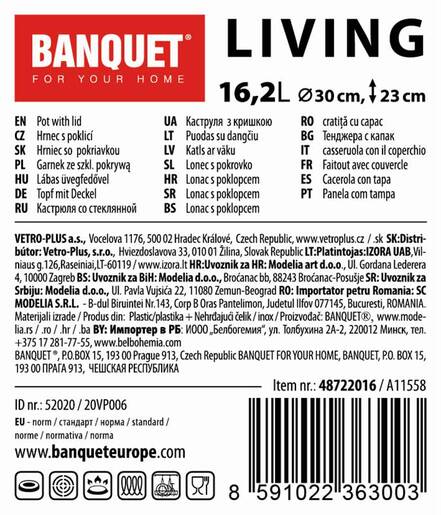 BANQUET LIVING lonac s poklopcem 16,2 l