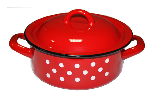 VEF lonac s poklopcem crveno/bijeli, emajliran (22cm, 2,5L)