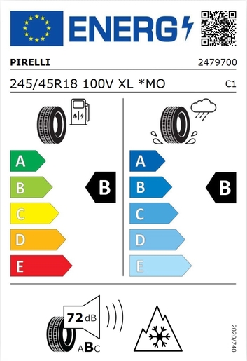 Pirelli 245/45R18 Winter Sottozero 3 100V XL *MO,Pot: B,Pri: B,Buka: 72 dB