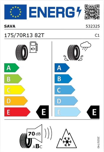 Sava 175/70R13 ADAPTO 82T,Pot: E,Pri: E,Buka: 70 dB