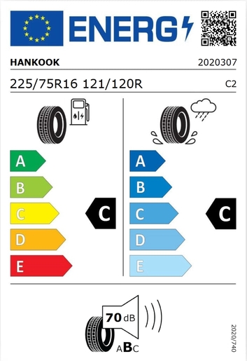 Hankook 225/75R16C RA18 VANTRA LT 121/120R,Pot: C,Pri: C,Buka: 70 dB