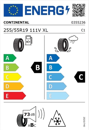 Continental 255/55R19 WinterContact TS860S 111V XL,Pot: B,Pri: C,Buka: 73 dB