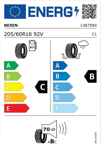 Nexen 205/60R16 N'Blue HD Plus 92V,Pot: C,Pri: B,Buka: 70 dB