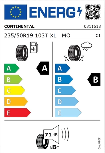 Continental 235/50R19 EcoContact 6 103T XL   MO,Pot: A,Pri: B,Buka: 71 dB