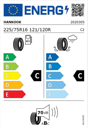 Hankook 225/75R16C RA18 VANTRA LT 121/120R,Pot: C,Pri: C,Buka: 70 dB