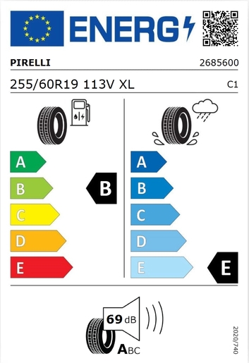 Pirelli 255/60R19 SCORPION VERDE ALL SEASON 113V XL,Pot: B,Pri: E,Buka: 69 dB