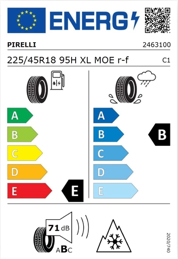 Pirelli 225/45R18 Winter Sottozero 3 95H XL MOE RFT,Pot: E,Pri: B,Buka: 71 dB