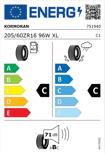 Kormoran 205/60R16 Road Performance 96W XL,Pot: C,Pri: C,Buka: 71 dB