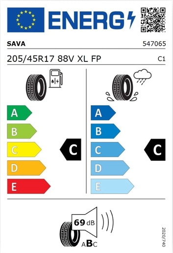 Sava 205/45R17 Intensa HP 2 88V XL FP,Pot: C,Pri: C,Buka: 69 dB