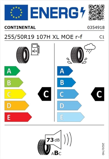 Continental 255/50R19 CROSSCONTACT LX SPORT 107H XL MOE RFT,Pot: C,Pri: C,Buka: 73 dB