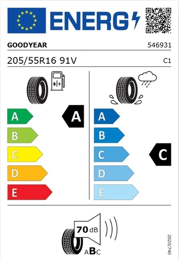 Goodyear 205/55R16 EfficientGrip Performance 91V,Pot: A,Pri: C,Buka: 70 dB