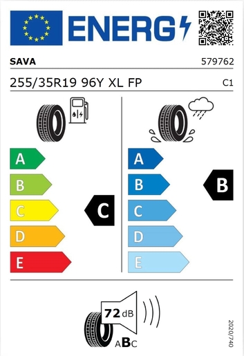 Sava 255/35R19 Intensa UHP 2 96Y XL FP,Pot: C,Pri: B,Buka: 72 dB