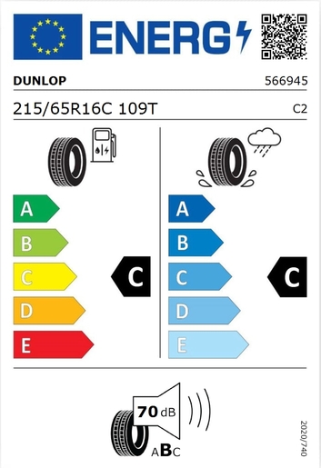 Dunlop 215/65R16C ECONODRIVE 109T,Pot: C,Pri: C,Buka: 70 dB
