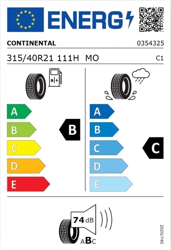 Continental 315/40R21 CROSSCONTACT LX SPORT 111H  MO,Pot: B,Pri: C,Buka: 74 dB