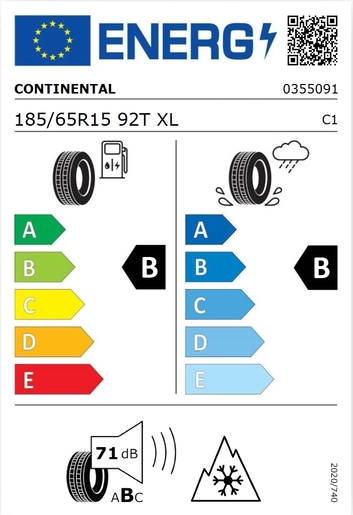 Continental 185/65R15 AllSeasonContact 92T XL,Pot: B,Pri: B,Buka: 71 dB