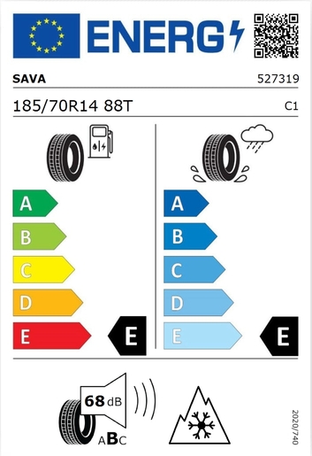 Sava 185/70R14 Eskimo S3+ 88T,Pot: E,Pri: E,Buka: 68 dB
