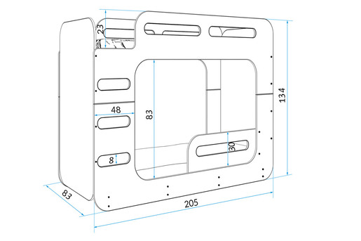 Drveni dječji krevet na kat MAX 2 - 200*80cm - bijeli