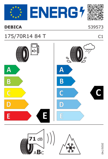 Debica 175/70R14 FRIGO 2 84T MS, Pot:E, Pri:E, Buka: 70dB