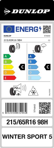 Dunlop 215/65R16 98H Winter Sport 5 TL, Pot: C, Pri: C, Buka: 72 dB