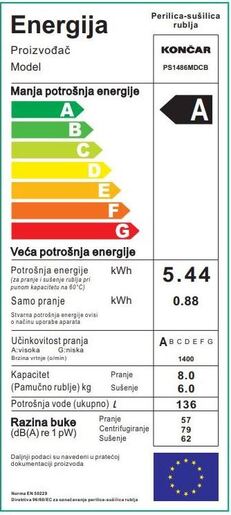 Končar perilica sušilica rublja PS1486MDCB