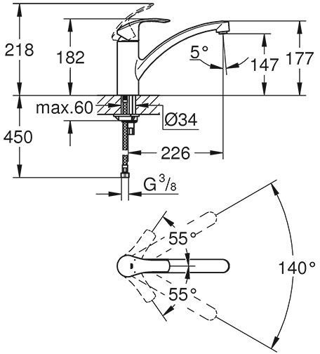 GROHE EUROSMART NEW 33281002 miješalica za sudoper