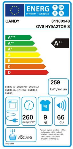 Candy sušilica rublja GVS HY9A2TCE_oštećena 4157854