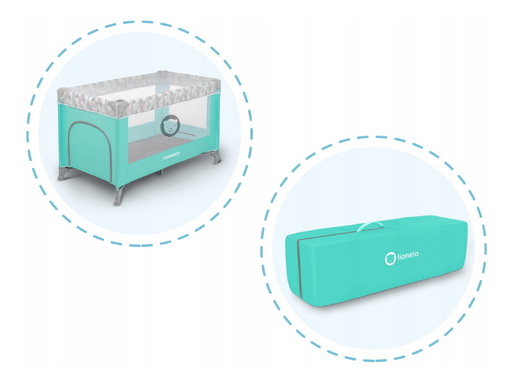 Lionelo dječji prijenosni krevetić Adriaa, jamstvo 5g, tirkiz/scandi
