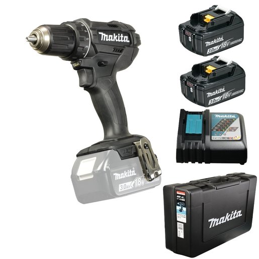 MAKITA akumulatorska bušilica-izvijač DDF482RFE3B (18V,3.0Ah,Li-ion), 2 baterije, kofer, punjač -Black Edition
