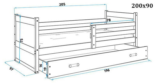 Drveni dječji krevet Rico - bukva - zeleni - 200x90