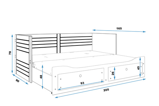 Drveni dječji krevet Hermes na razvlačenje - bijeli