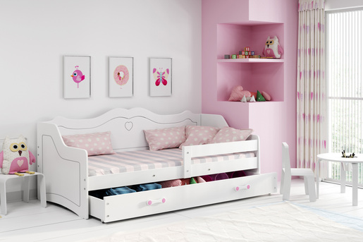 Drveni dječji krevet Julia Klasik s ladicom 160*80 - bijeli