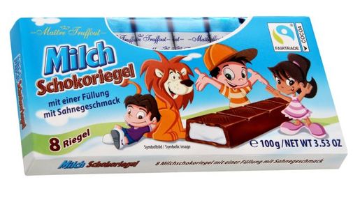 Kids mliječna čokolada- prutići punjeni mliječnom kremom 100g