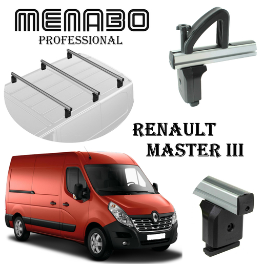 Krovni nosači za  Renault Master lll  2010> 3 poprečne šipke+ graničnici