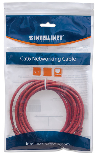 Intellinet mrežni kabel, Cat 6, 2m, crveni