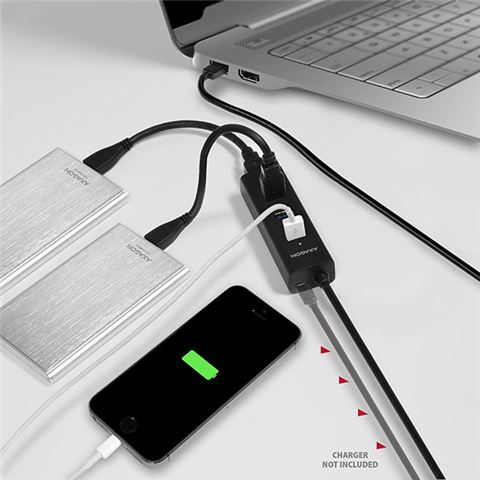 AXAGON USB HUB, 4x USB3.0, MicroUSB Charging, 1.2m (HUE-S2BL)