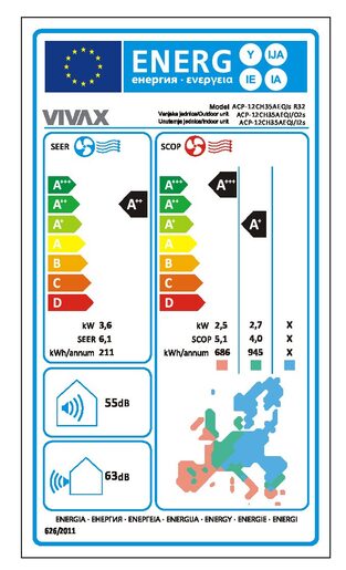 VIVAX COOL, inverter klima ACP-12CH35AEQIs R32  3.81kW