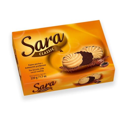 SARA Classic čajno pecivo s kakaovim preljevom 220 g