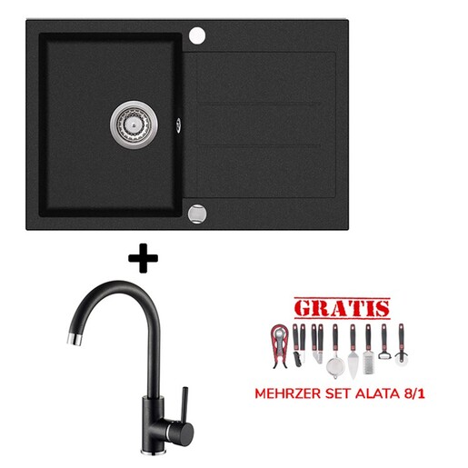 Helika Tesa SQT101-W black metallic sudoper + SHR J crna slavina