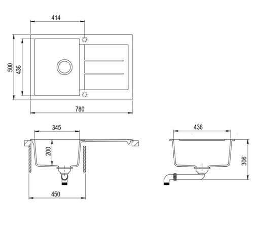 Helika Tesa SQT101-W black metallic sudoper + SHR J crna slavina