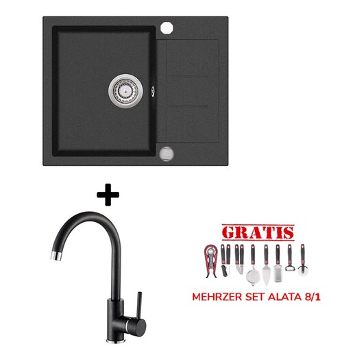 Helika Tesa SQT102-W black metallic sudoper + SHR J crna slavina