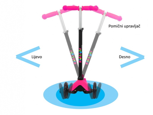 Jamara romobil za djecu, 3 kotača, svjetla na kotačima, rozi