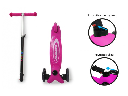 Jamara romobil za djecu, 3 kotača, svjetla na kotačima, rozi