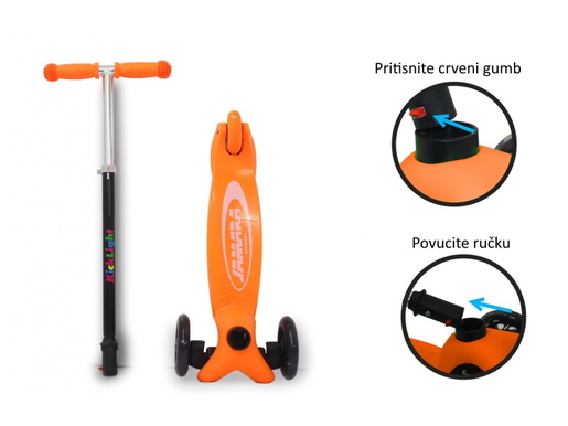 Jamara romobil za djecu, 3 kotača, svjetla na kotačima, narančasti