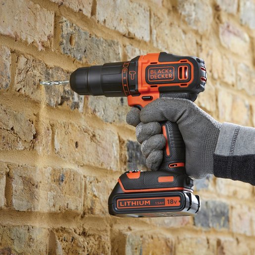 BLACK & DECKER akumulatorska udarna bušilica + pribor 18V 1x1,5Ah - BDCHD18S1KA
