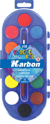 Boje vodene s kistom, KARBON, 12 boja