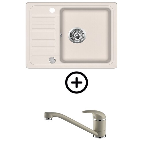 Helika Notus SQ102-W silica sudoper + Helika Eko bež slavina