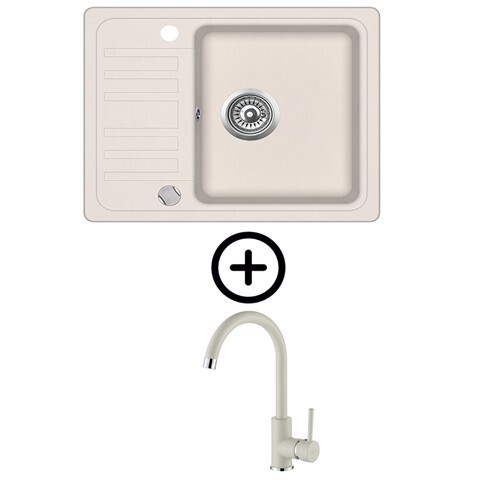 Helika Notus SQ102-W silica sudoper + SHR J bež slavina