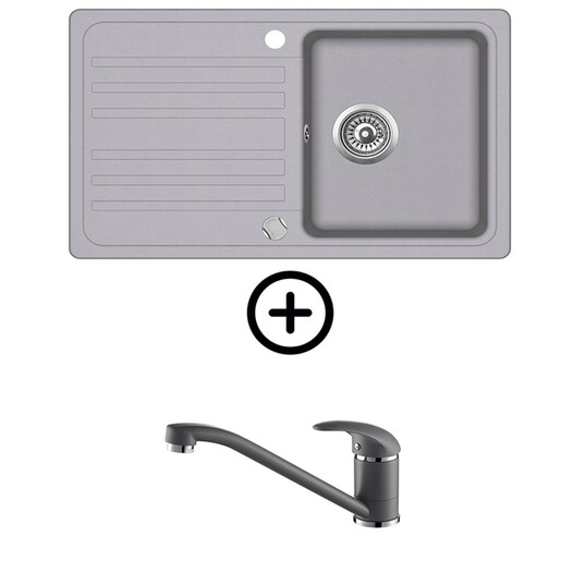 Helika Notus SQ101-W alumetallic sudoper + Helika Eko siva slavina